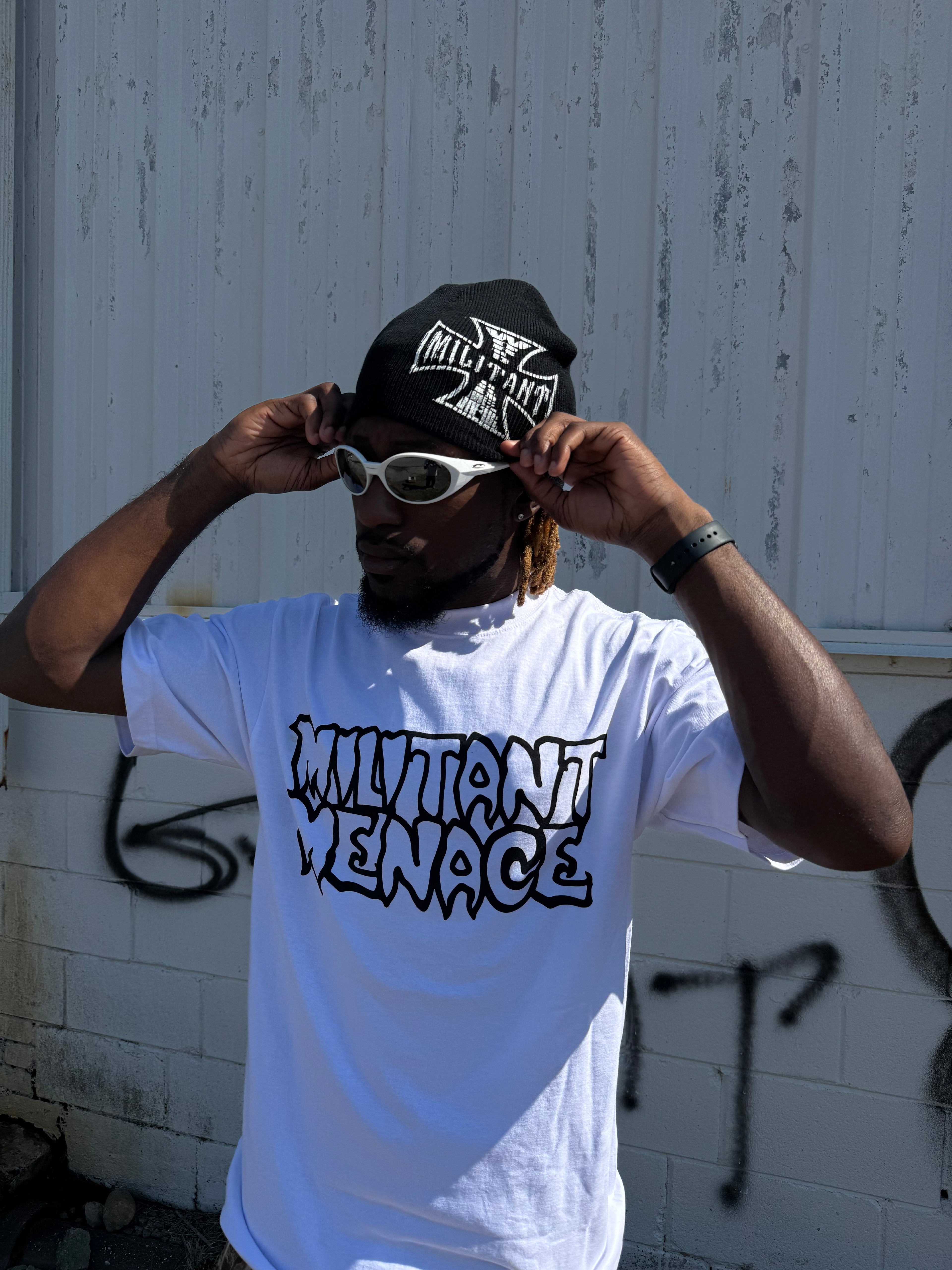 Militant Menace Spell Tee White